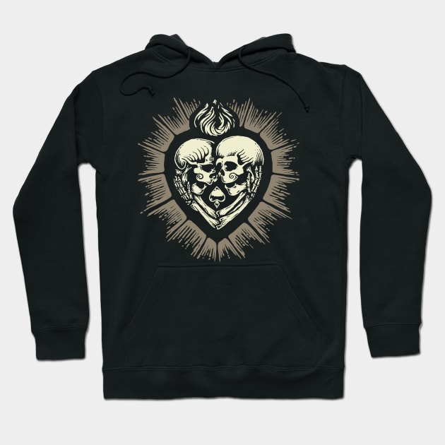 SACRED HEART SKULL LOVERS Hoodie by Roberto Jaras Lira